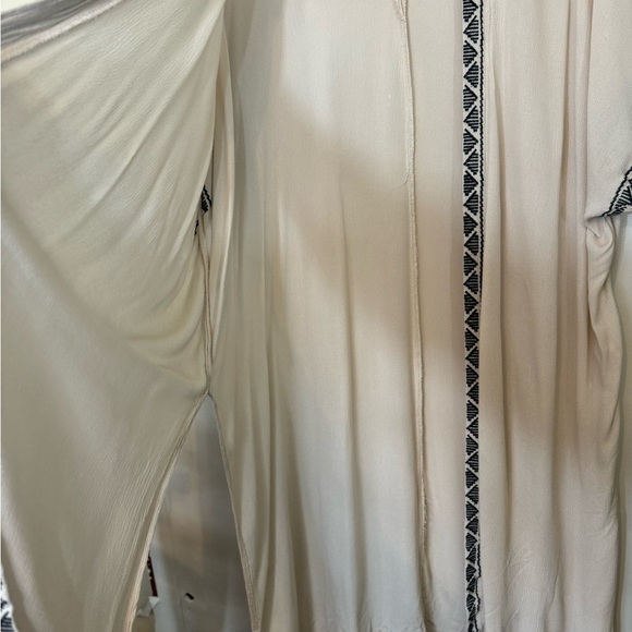 Umgee Tribal Open Front Kimono Duster S/M Half Sleeve Tan Embroidered - Picture 9 of 12